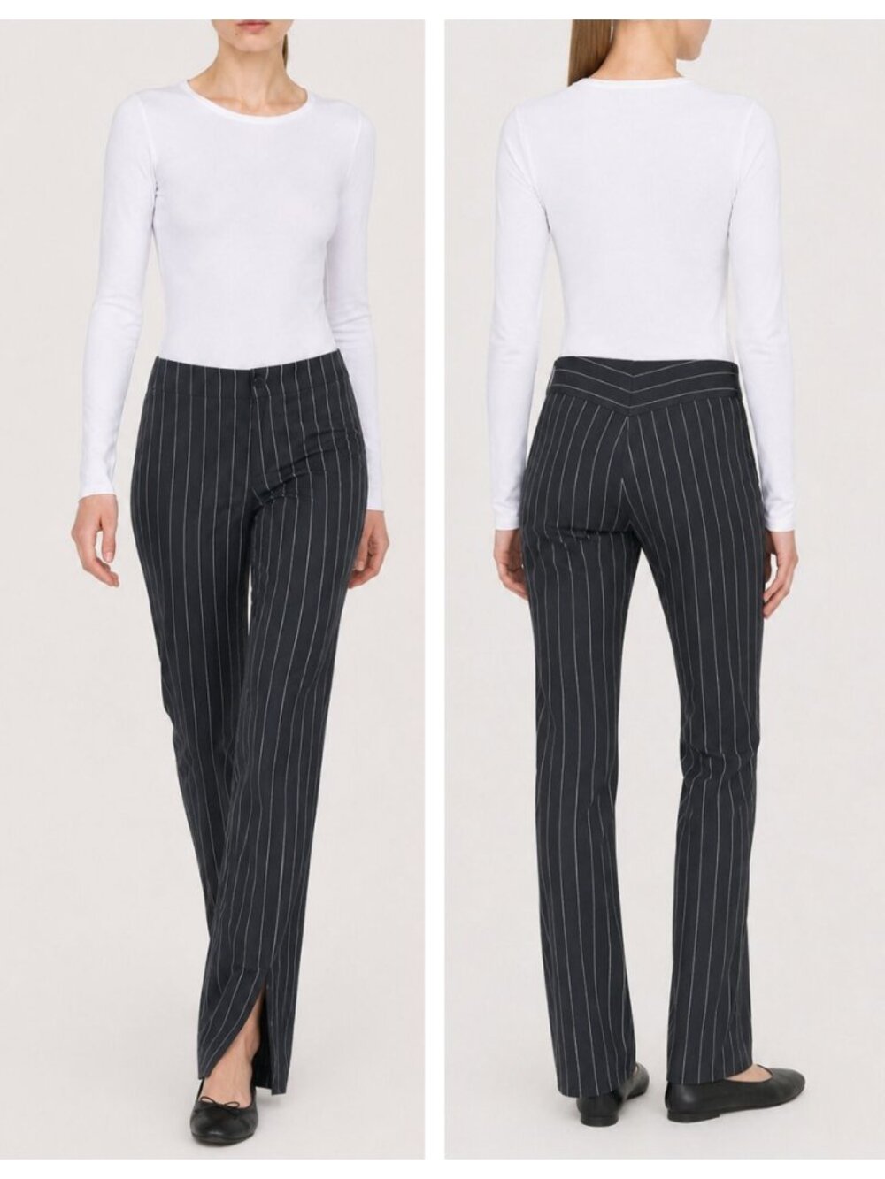 Filippa K Slim Pinstripe Trousers Gray Wool